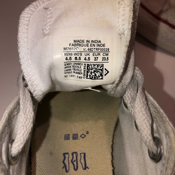 women’s white converse size 6.5 - Picture 3 of 4
